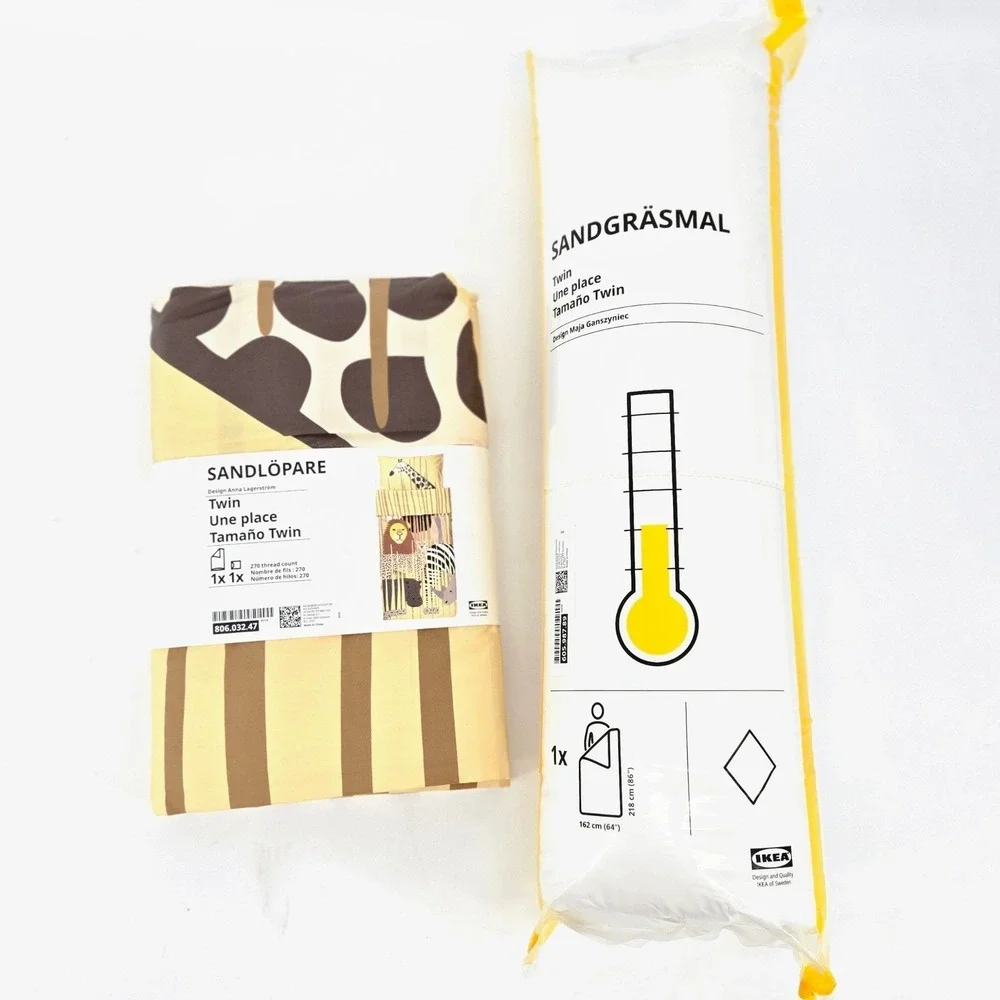 IKEA Sandlöpare Twin‎ Duvet Set & Sandgräsmal Insert Comforter Bundle Kit New